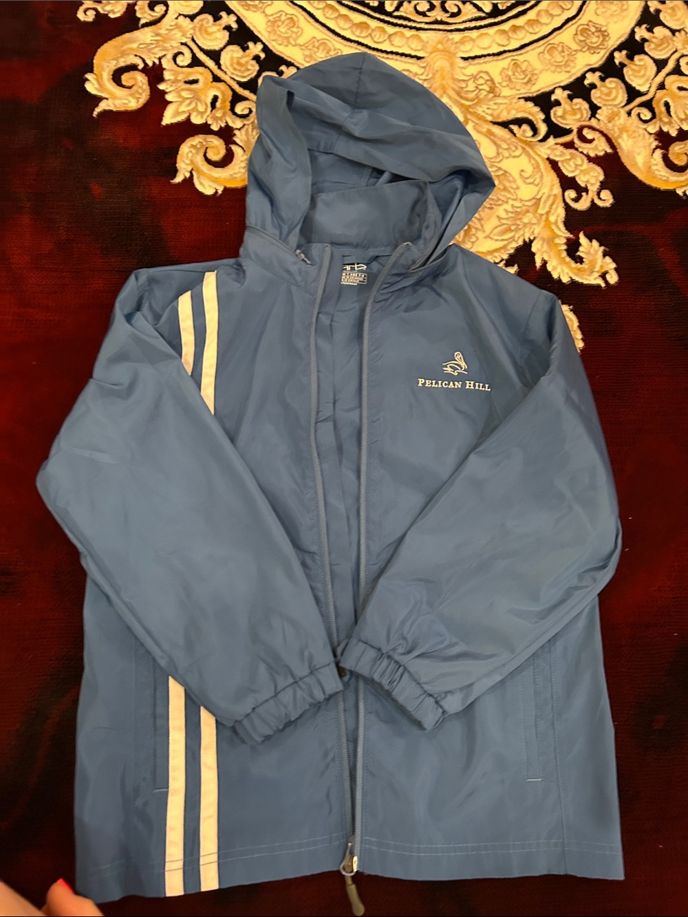 Men’s Blue Hooded Windbreaker Jacket